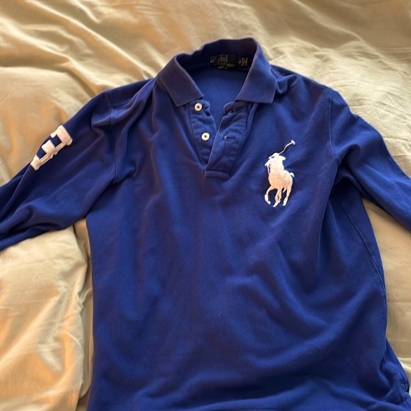 Ralph Lauren POLO by Ralph Lauren Big Pony Long Sleeve Rugby Shirt Men's XL cotton navy blue type Vintage Second Hand